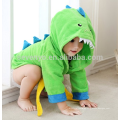 Dinosaurio Toalla-Verde con capucha y cara de animal bebé, Albornoz Premium de algodón para niñas 0-24 meses, Capucha cómoda cara animal